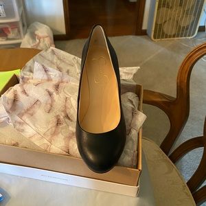 Jessica Simpson Black Leather Wedge Pumps